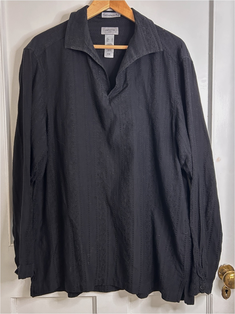 Liz Claiborne Lux Lightweight Cotton Black Blouse Size L